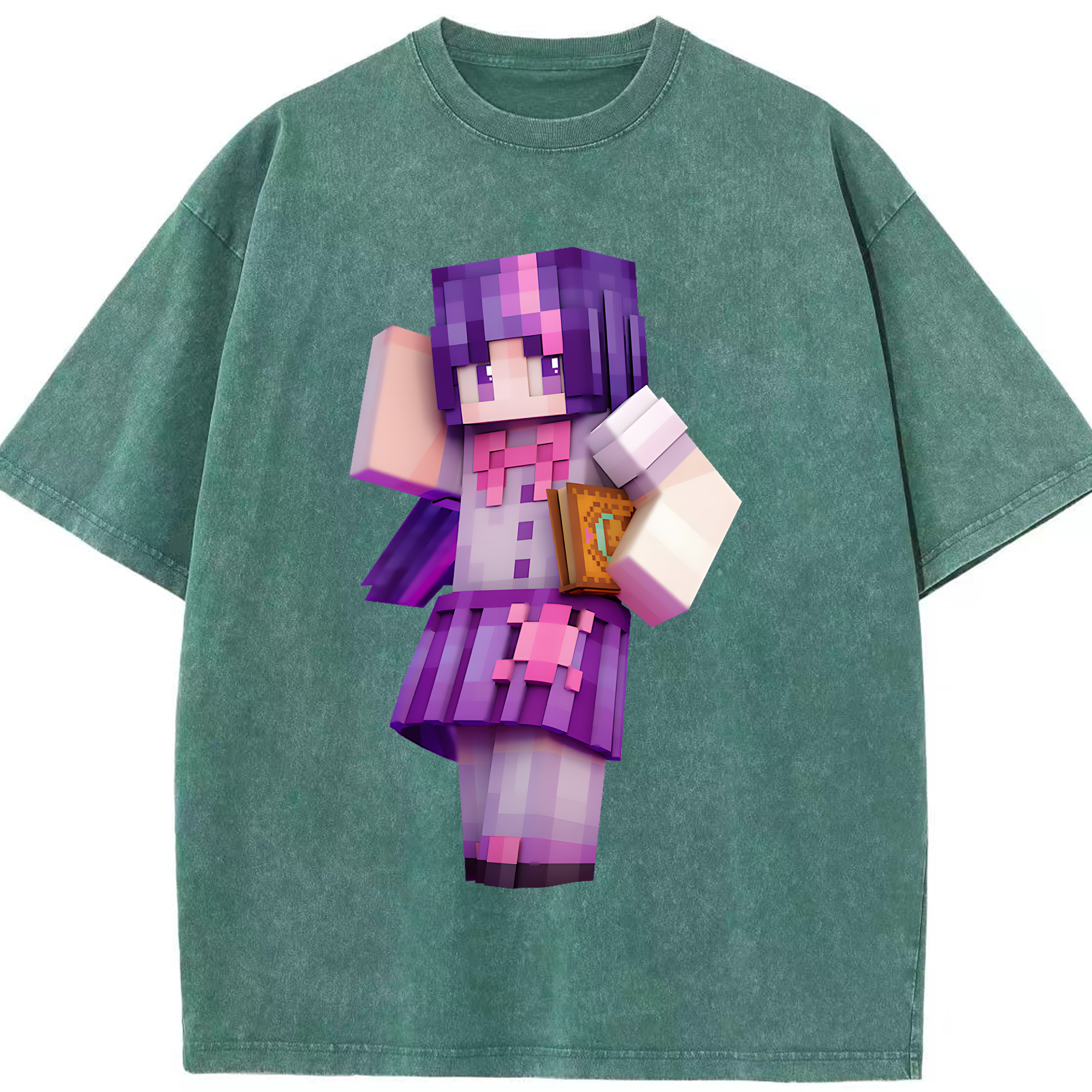（画像用） マインクラフト ブロックの世界 Minecraft MC Block world 綿100% ヴィンテージ風 半袖Tシャツ（フロントプリント）